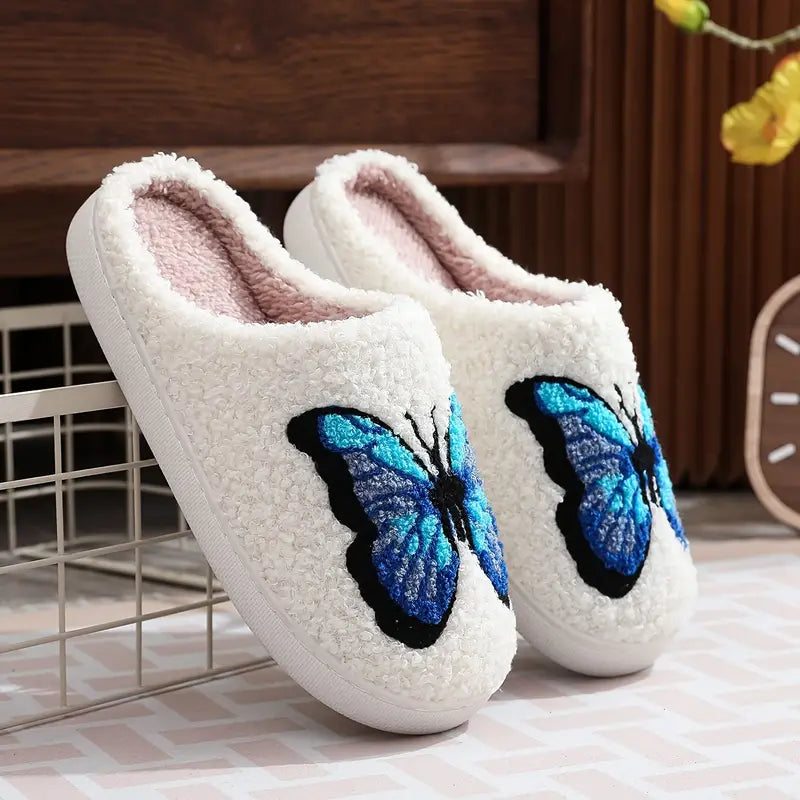 Plush Slippers - Butterflies