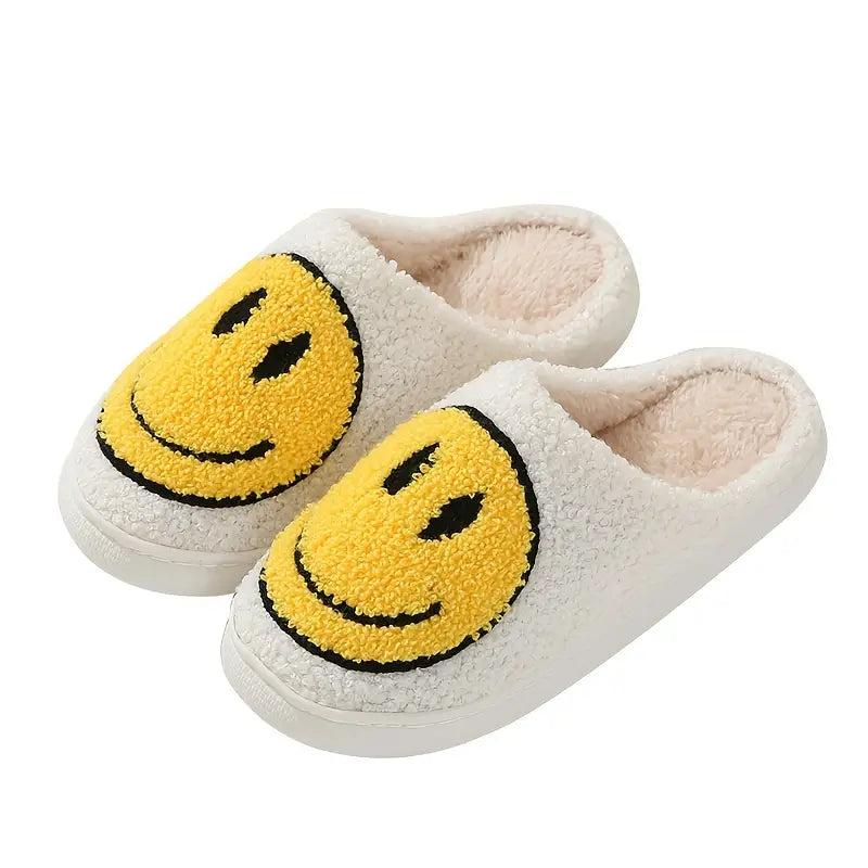 Plush Slippers - Yellow Smiley Face