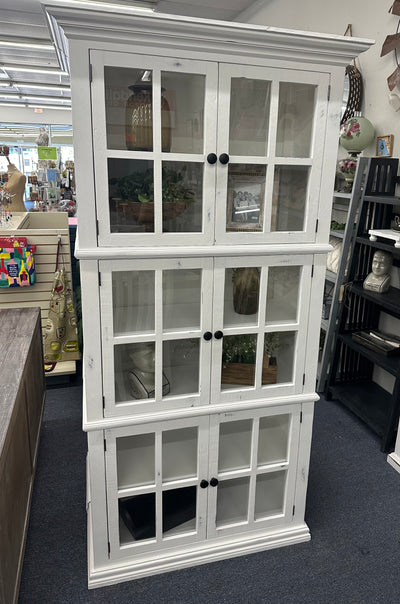 Eden 6 Door Display Cabinet - Sanded White