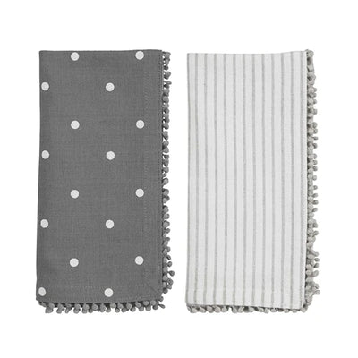 Gray Pom Trim Napkins