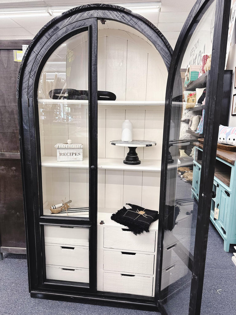 Arched Cabinet with Bins