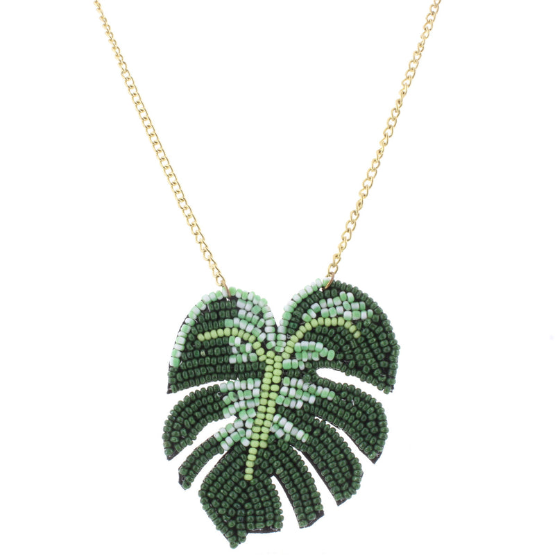 Beaded Palm Leaf Necklace
