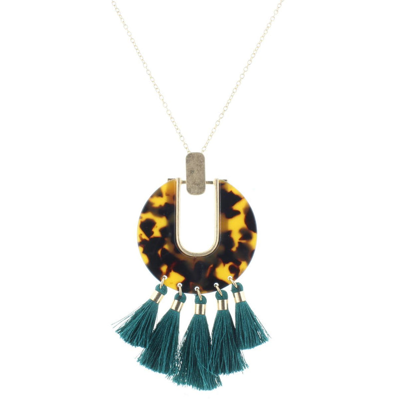 Turquoise Leopard Tassel Necklace