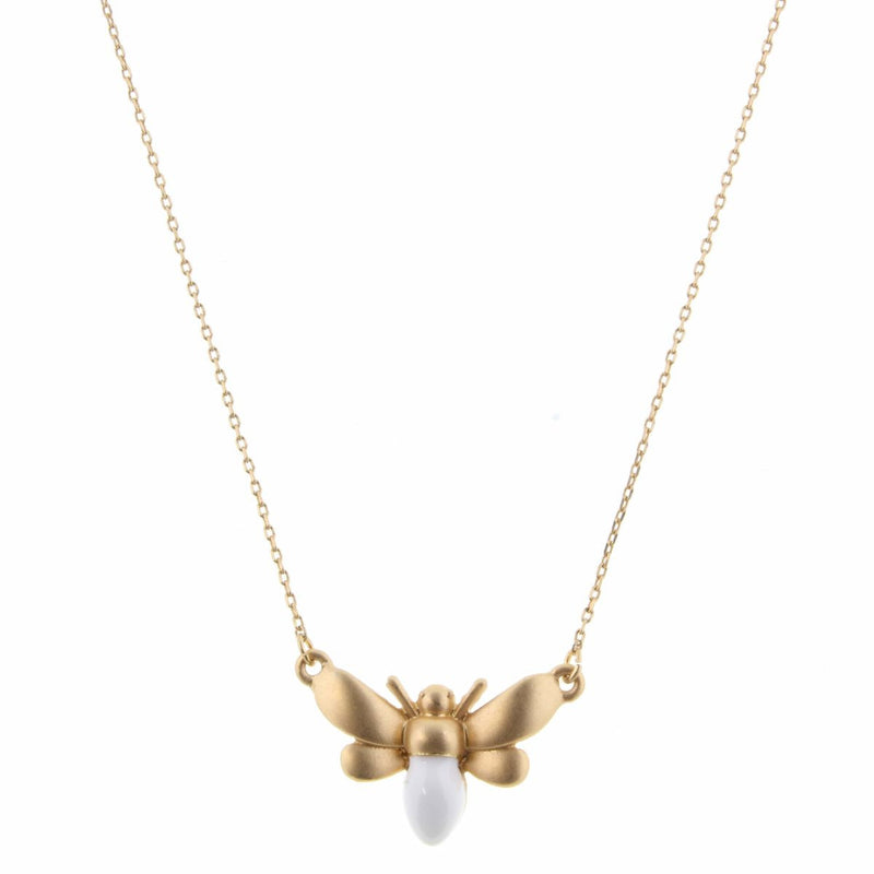 Gold & White Bee Necklace