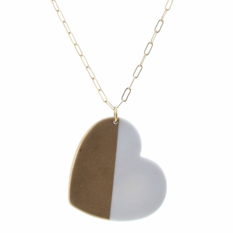White & Gold Heart Necklace