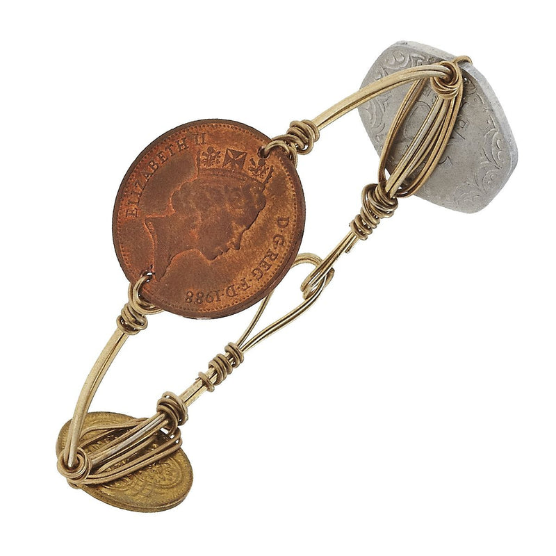 Tri-Tone Coin Wire Bracelet