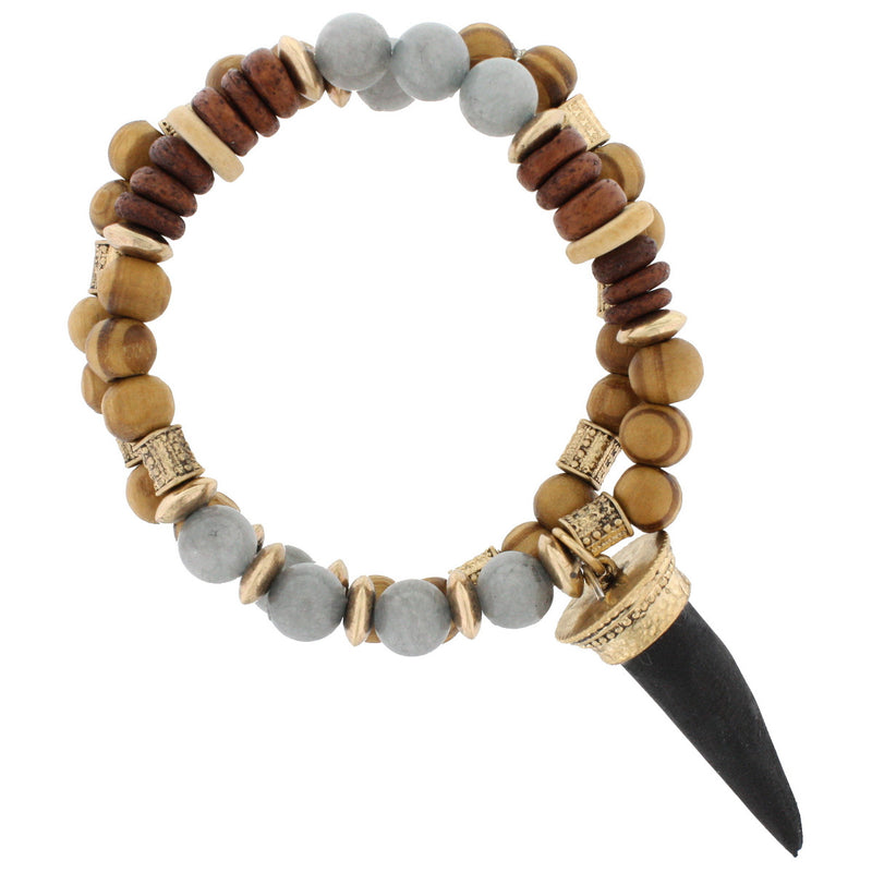 Wood & Gray Horn Bracelet