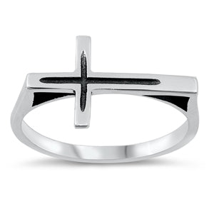 Sterling Ring - Horizontal Cross