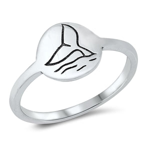 Sterling Ring - Etched Whale Tail