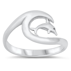 Sterling Ring - Dolphin Wave