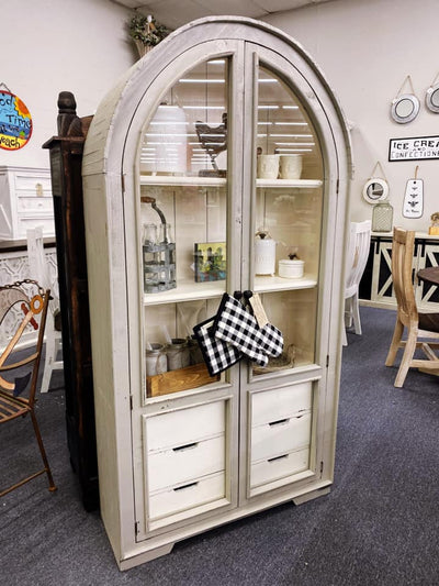Arched Cabinet with Bins