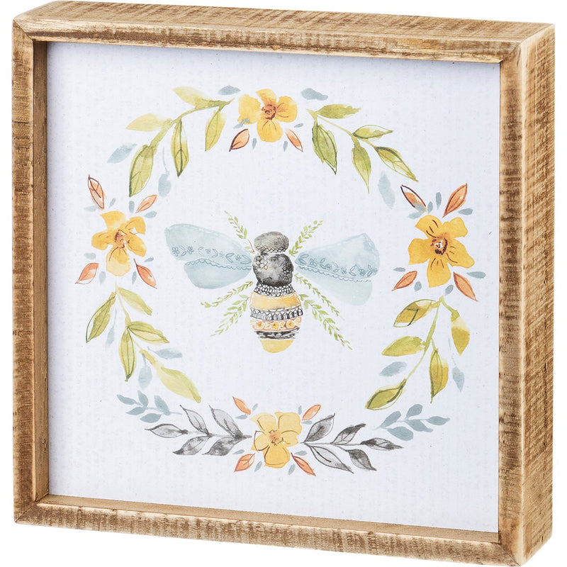 Framed Bee in Wreath Sign